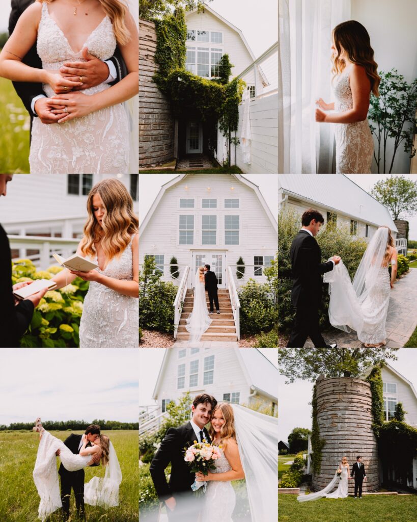 Collage of wedding photos at Ivory North Co in Mora Minnesota
